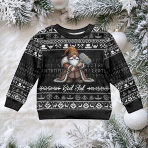 Viking Gnome Christmas Kid Ugly Christmas Sweater Nordic Xmas Spirit Pattern