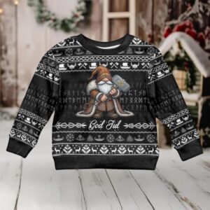 Viking Gnome Christmas Kid Ugly Christmas Sweater Nordic Xmas Spirit Pattern