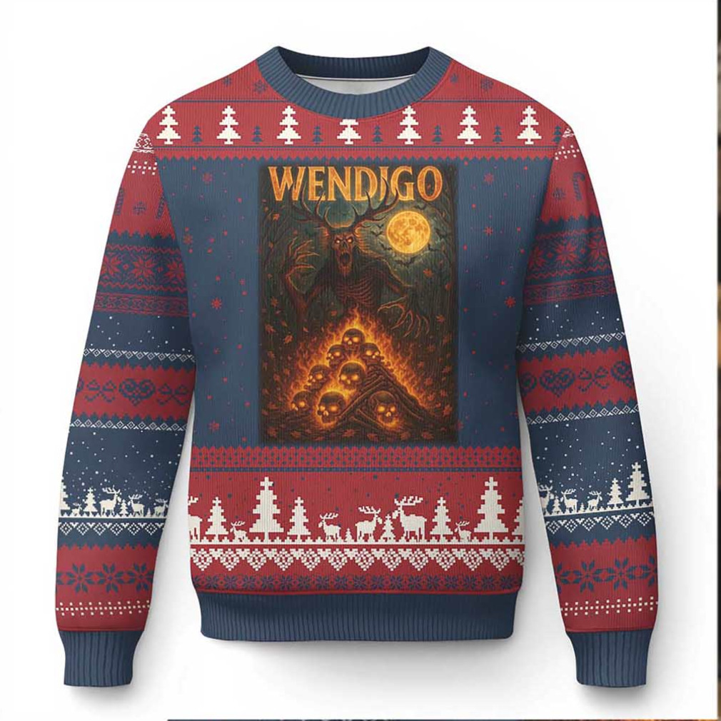Wendigo Ugly Christmas Sweater wearing person