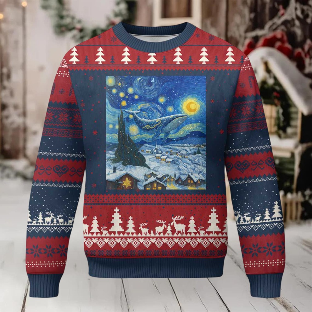 Whale Xmas Ugly Christmas Sweater Stary Night Van Gogh Xmas Whale Xmas Ugly Christmas Sweater Stary Night Van Gogh Xmas