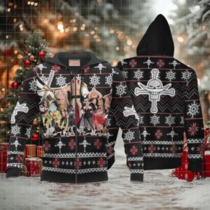 Whitebeard Pirates Ugly Christmas Sweater One Piece Anime 1k489 Fan Gift Stylist Unisex Cartoon Graphic Outfits Aop 3d Hoodie,