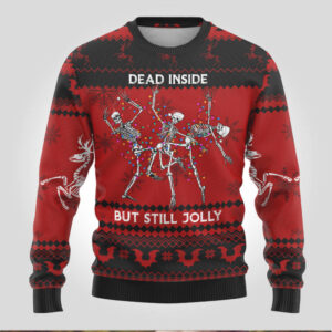 Wonder Print Christmas Ugly Christmas Sweater Jolly Skull Merry Creepma