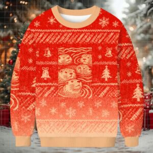 Woodcut Otter Christmas Ugly Sweatshirt Woodcut Otter Christmas Ugly Sweatshirt