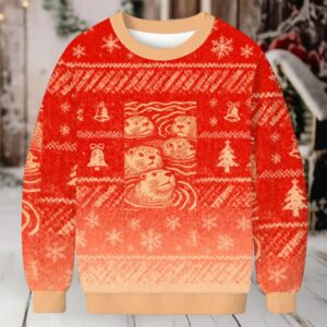 Woodcut Otter Christmas Ugly Sweatshirt