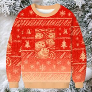 Woodcut Otter Christmas Ugly Sweatshirt