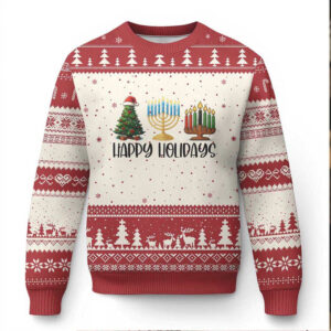 Xmas Hanukkah Kwanzaa Celebration Gift Ugly Christmas Sweater Happy Holidays