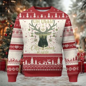 Xmas Hunting Ugly Christmas Sweater Oh Deer Christmas Is Here Hunter