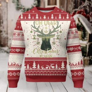 Xmas Hunting Ugly Christmas Sweater Oh Deer Christmas Is Here Hunter