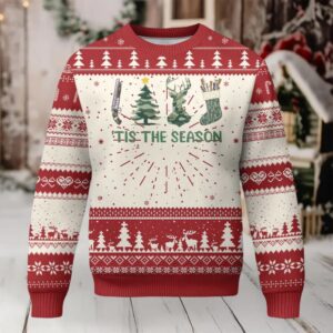Xmas Hunting Ugly Christmas Sweater Tis The Season Hunting Camo Hunter